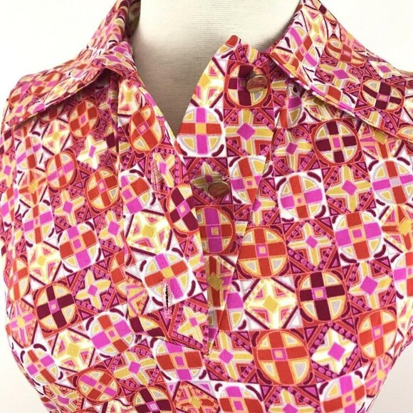 David Crystal Maxi Dress Size 6 Sleeveless Geometric Pink Yellow Vintage - Picture 5 of 7